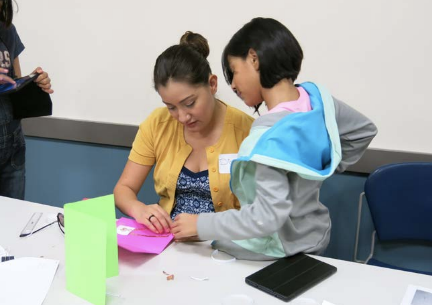 parent and child working on e-card activity